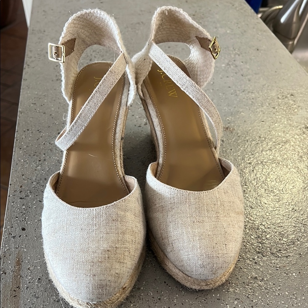 J crew Women's Cream Espadrille Sandals 9.5